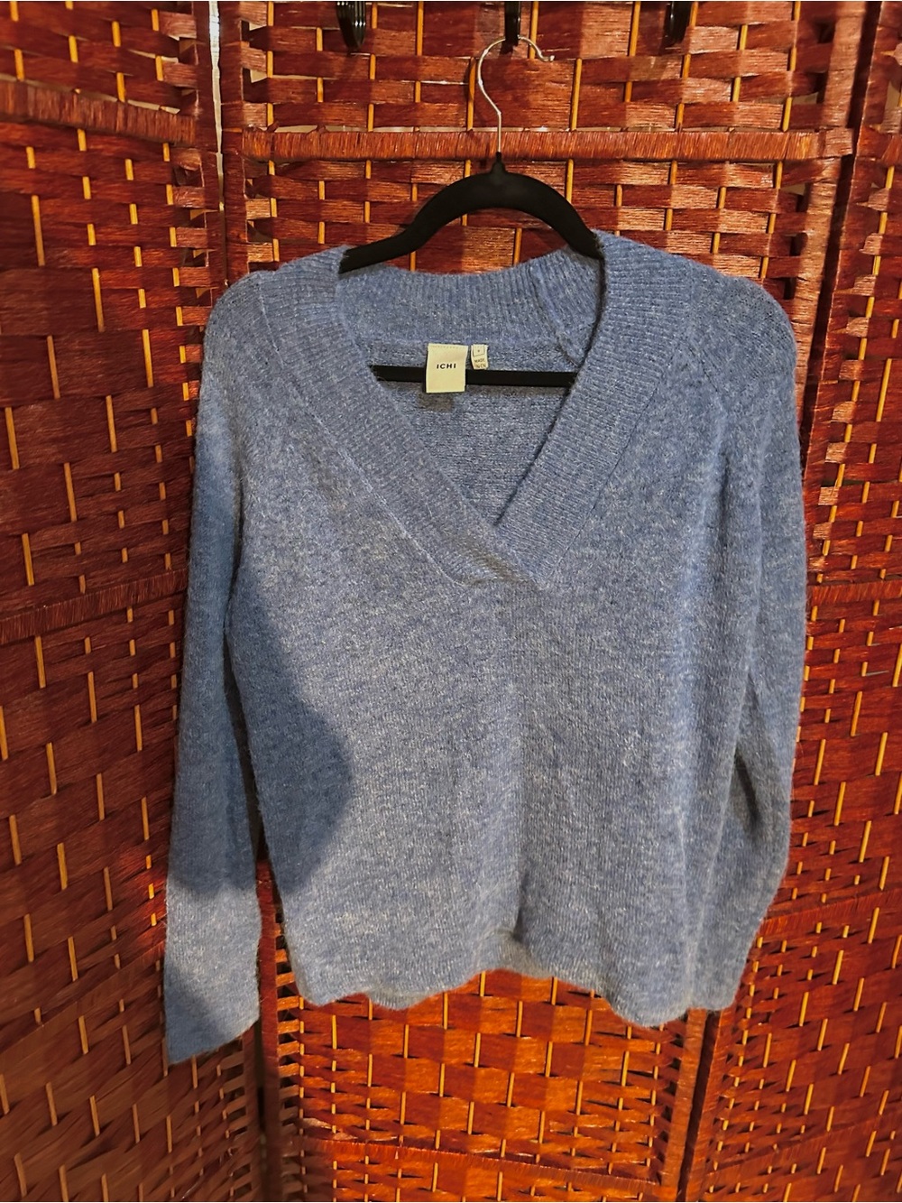 Simons ALPACA WOOL BLEND Blue V-Neck Sweater by ICHI